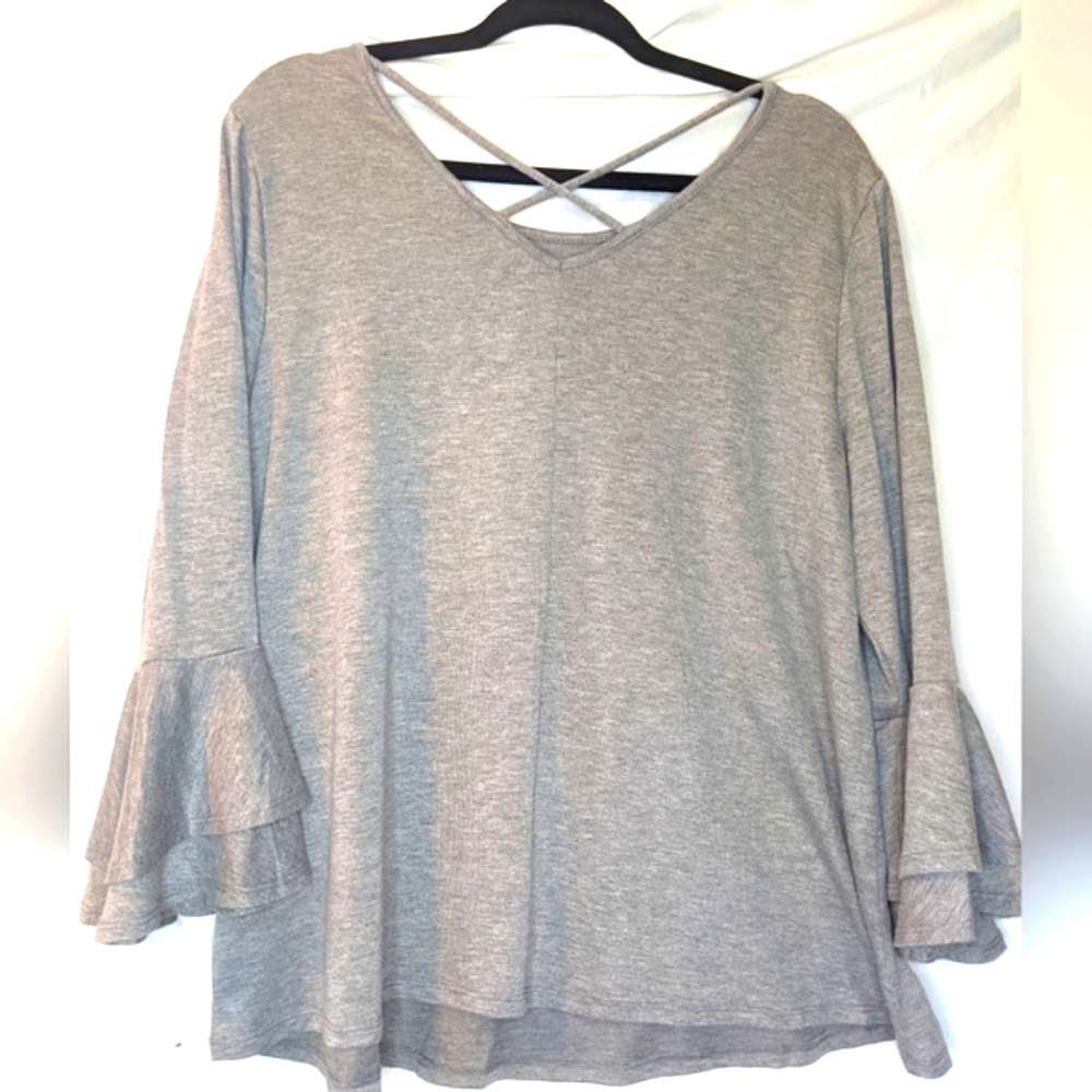 Lane Bryant Bell Sleeved Gray Tunic, 18/20